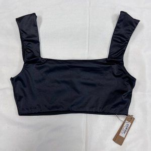 SKIMS Sexy Satin Square Neck Bra Color: Onyx Black Size: XS